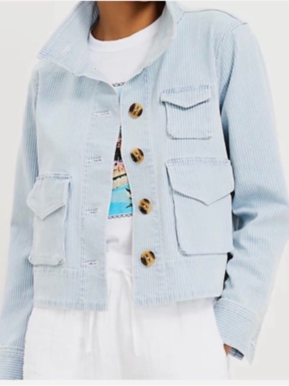LOFT Light Blue Corduroy Jean Jacket